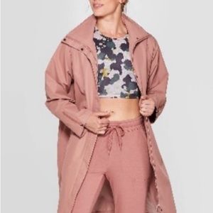 Target joylab mauve pink rain coat trench coat zip up